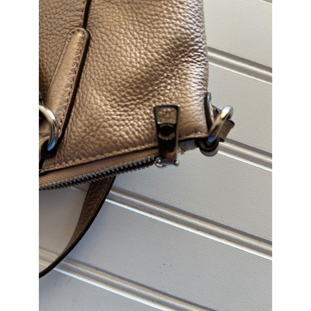 Coach Kelsey Satchel Metallic Pebble Leather Crossbody Bag F28989 Gold Silver - Picture 8 of 8
